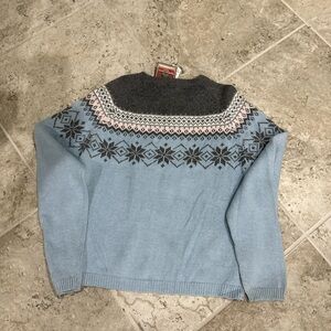 Women’s s Blue and Gray Vintage Patterned Sweater Size Medium